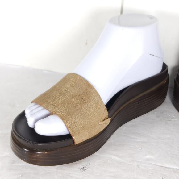 Donald J. Pliner Women’s Fiji US 7,5M Bronze Metallic Leather Wedge Sandals - Picture 8 of 16